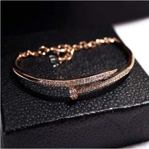 Full Crystal Nail Bracelets for Women Chain Bangles