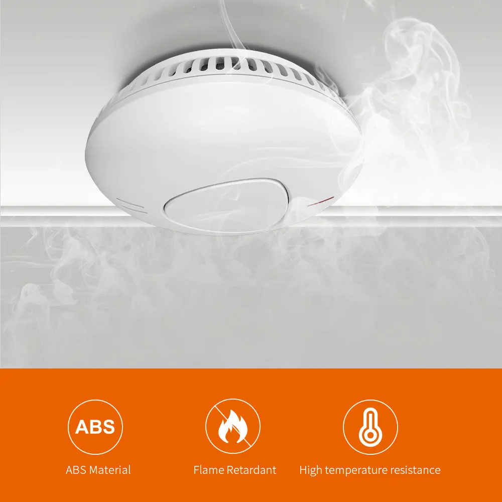 10 Year Battery Smoke Detector Fire Alarm 85db EN14604 Certified with LED Indicator Low Battery and Silence for Home Bedroom