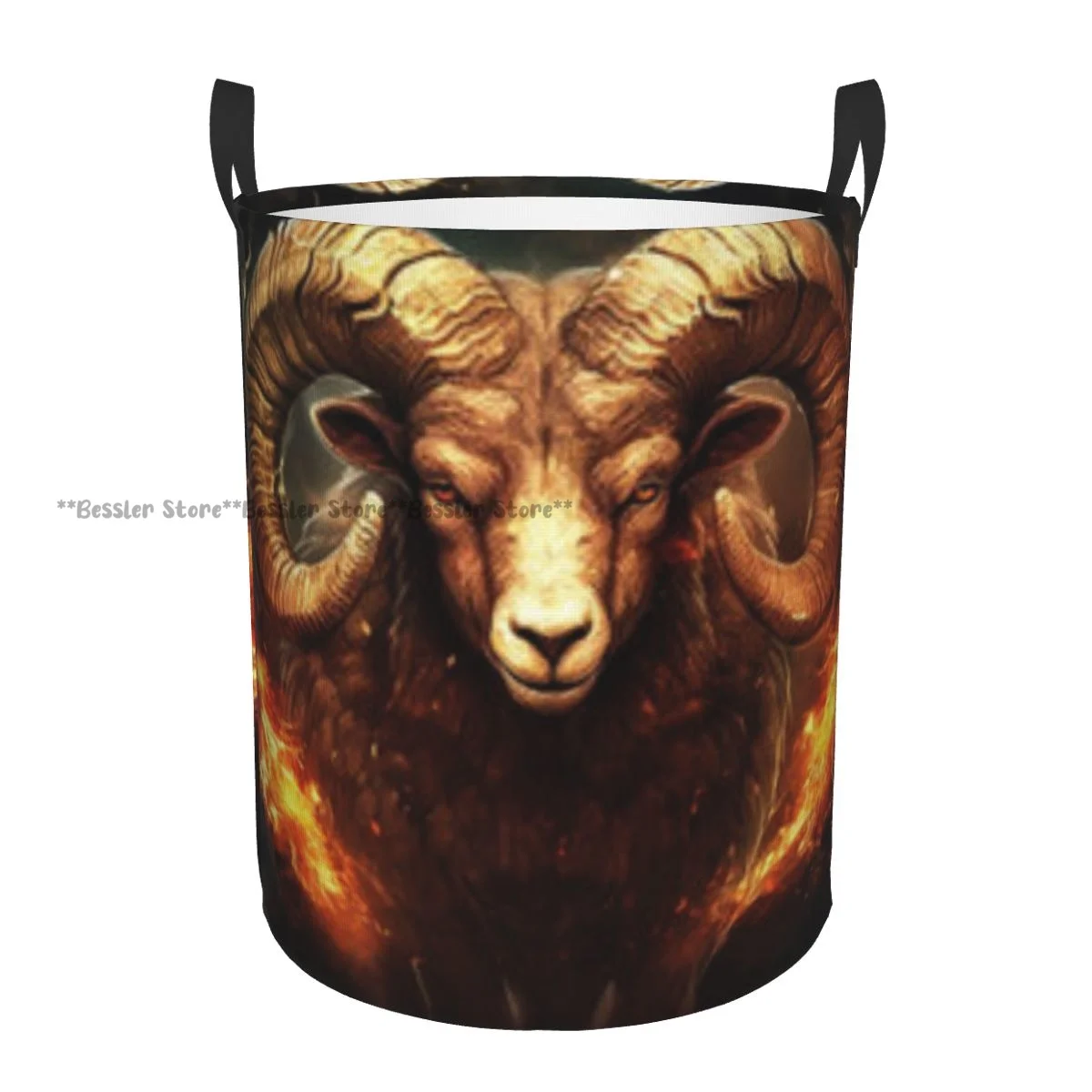 Laundry Basket Flaming Ram With Fire Folding Dirty Clothes Toys Storage Bucket Household