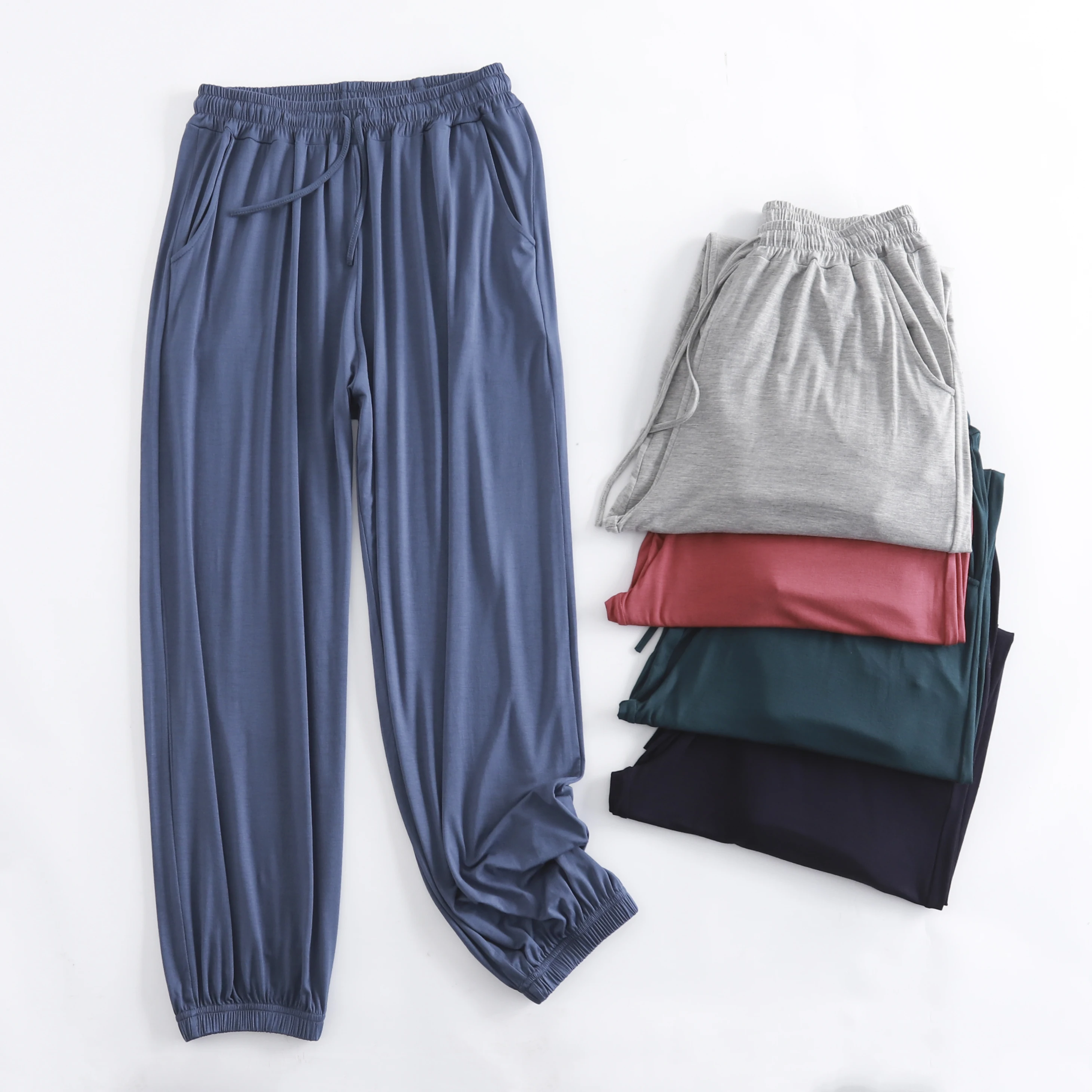 Cintura alta modal calças casuais das mulheres primavera verão solto emagrecimento versátil esportes harlan calças compridas modelo fino