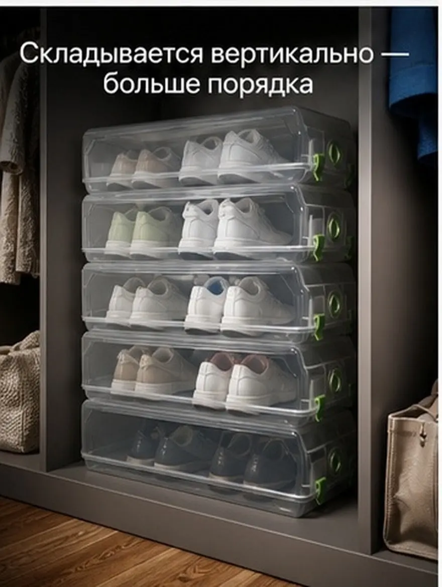 Stackable Clear Shoe Storage Box 22x13x37cm High-Grade PP Plastic Dust Moisture Resistant Ventilated Organizer for Slippers
