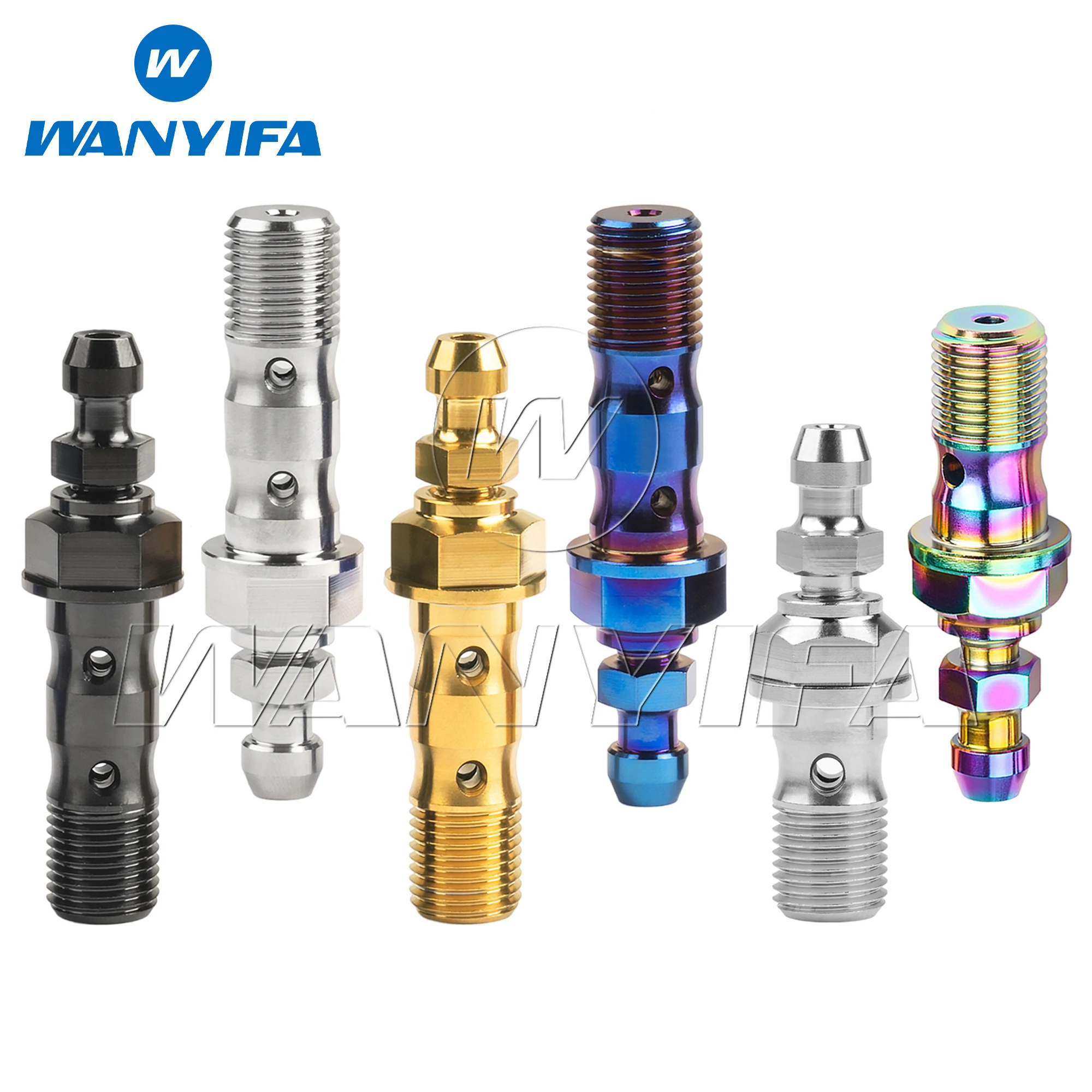Wanyifa Titanium Bolt M10 Pitch1.0/1.25mm Motorcycle Brake Caliper Clutch Slave Cylinder Banjo Bolt with Bleeder Valve Screw