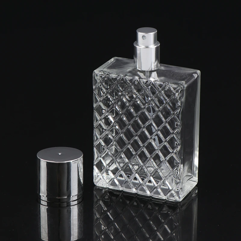 100ml Clear Glass Mist Atomizer Square Refillable Portable Perfume Spray Bottle