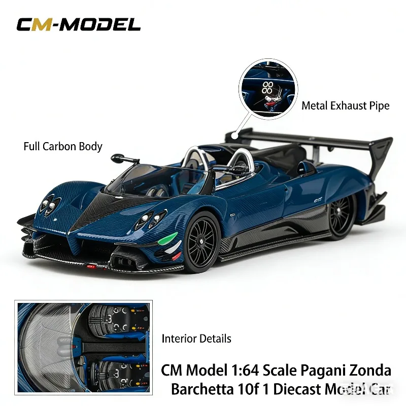 

Модель CM 1:64 Pagani Zentta Revo Barchetta, литая имитационная модель автомобиля из сплава, коллекционный предмет для мальчиков, украшение для коллекции.