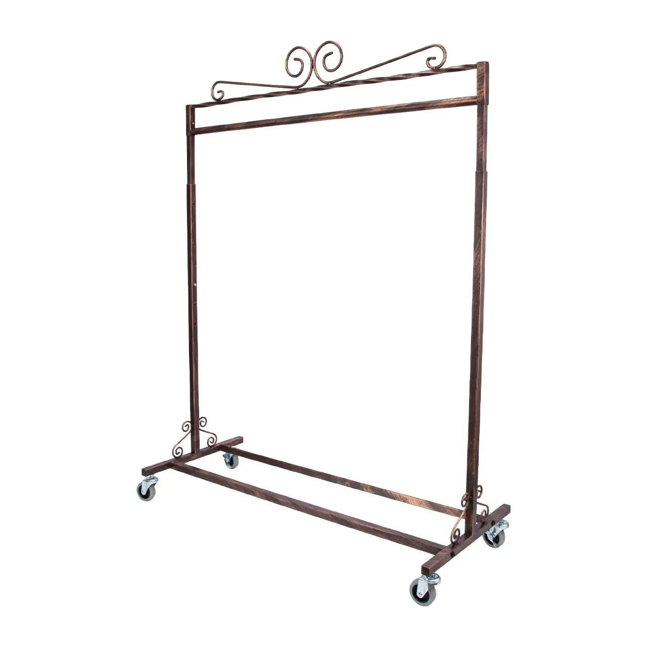 Single-Rail Rolling Clothes Rack Heavy Duty Garment Display Stand 48x20x48-66
