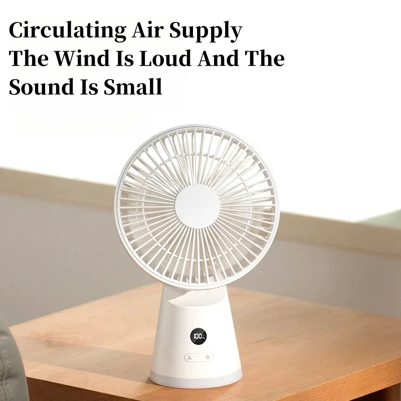 

Rechargeable Portable Fan Circulating Natural Wind Camping Supplies Mini Fan Ventilator With Night Light Tabletop Electric Fan