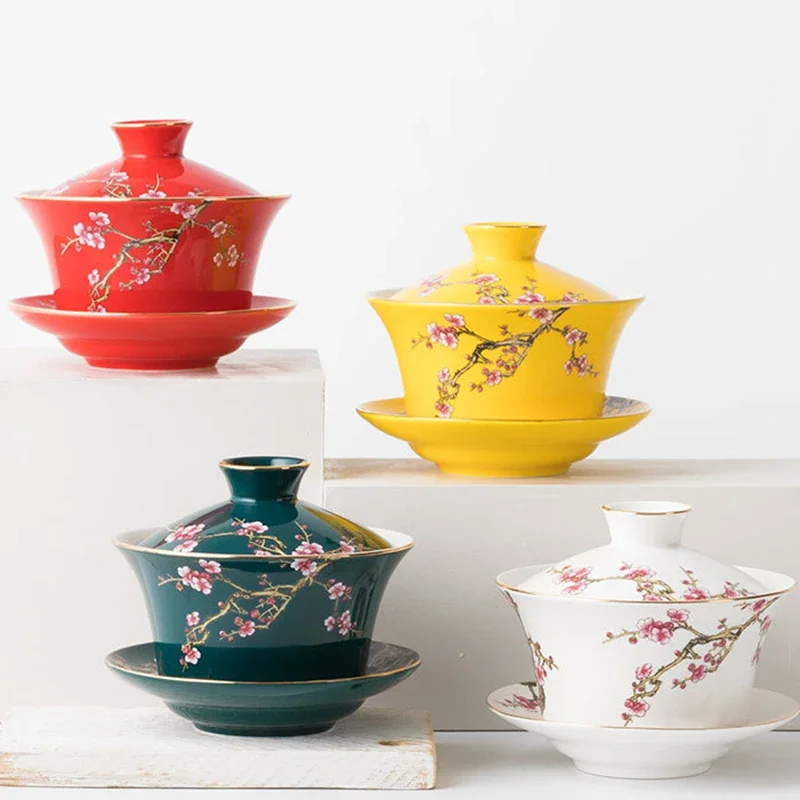 

Чайная чашка гайвань 300 мл, фарфоровая посуда из округа Дэху, набор для чаепития, кружка, супница, керамика, офисные принадлежности, кунг-фу чаи