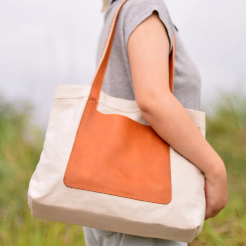 

AETOO Trendy color-blocking tote bag, new casual and sporty versatile commuting storage bag, single-shoulder canvas bag