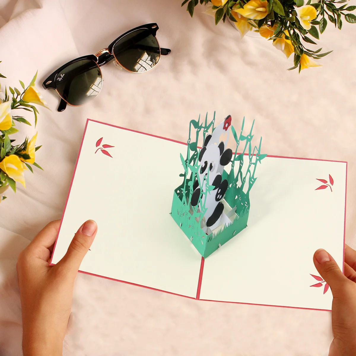 

1pc 3D Greeting Cards Panda Sculpture Birthday Graduation Handcraft Paper Durability Decorative Pop Up Bamboo Forest