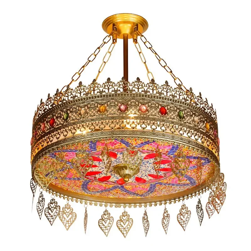 2022 Turkish glass restaurant bedroom chandelier Southeast Asia Retro Art Corridor private room decorative atmosphere lamp