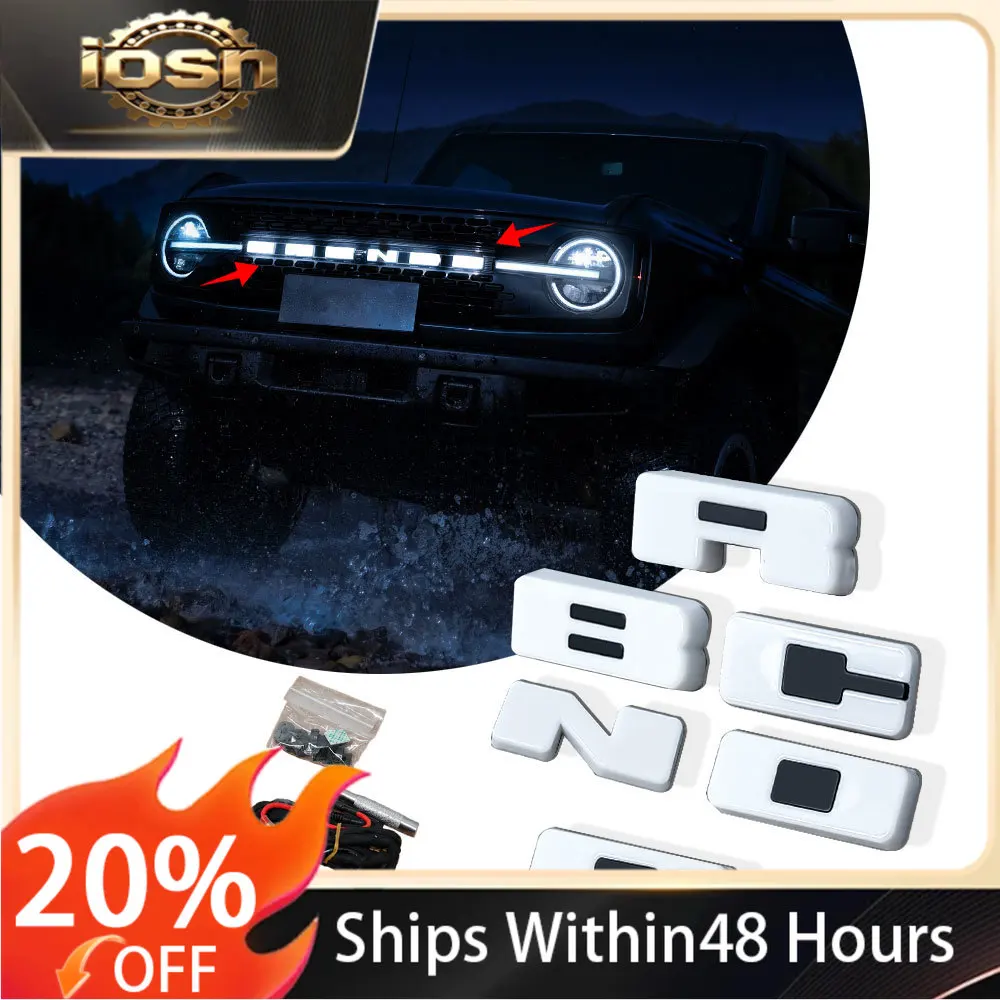 Off Road 4x4 Exterior Accessories Front Grille Illuminated Emblem Letter Badge with Light For Ford Bronco 2021-2023 2/4 Door