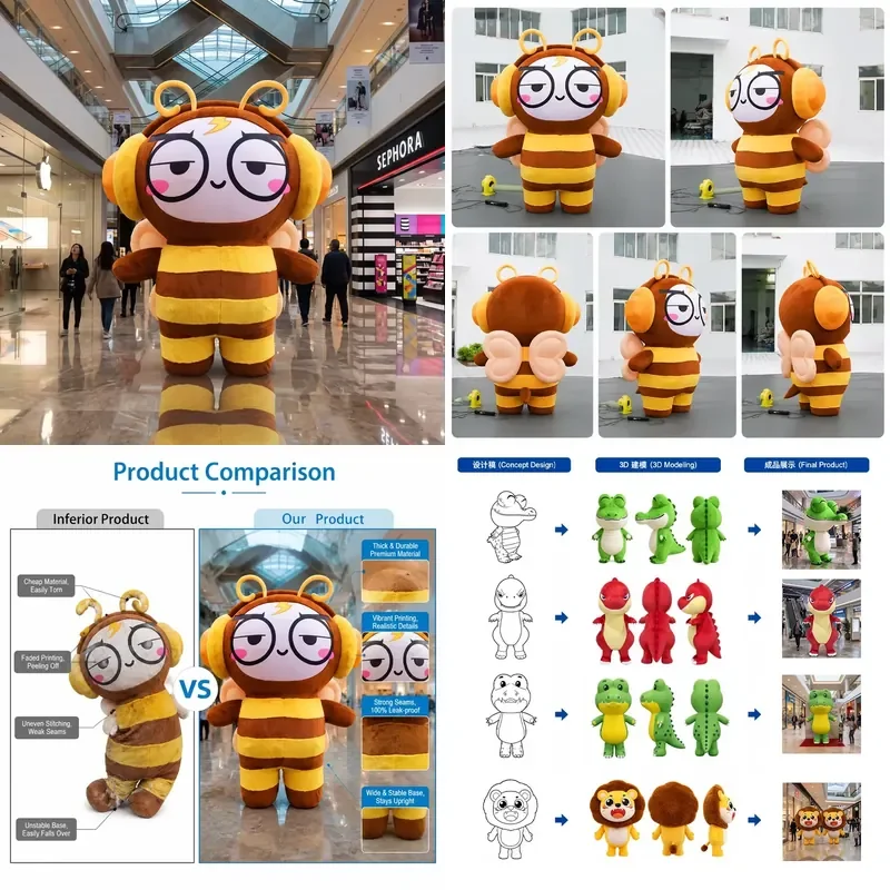 2026 360 Inflatable Giant Advertising Custom Huge Inflatable Animal Cartoon Mascot Big Yellow Bee Suit for Adult