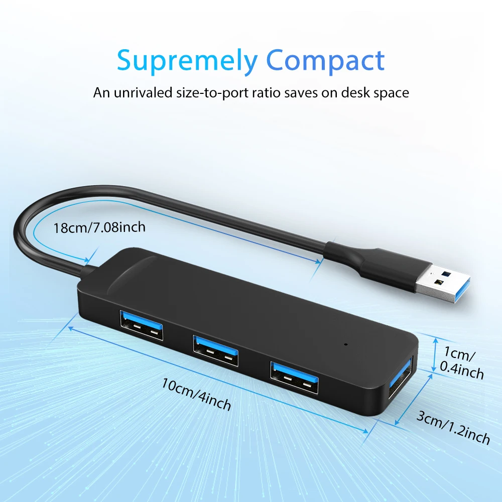 Goelely USB 3.0 HUB 4 USB 3.0 Ports High Speed Data Transfer USB HUB USB2.0 Extender Hub Splitter for Laptop Desktop 4-in-1 HUB