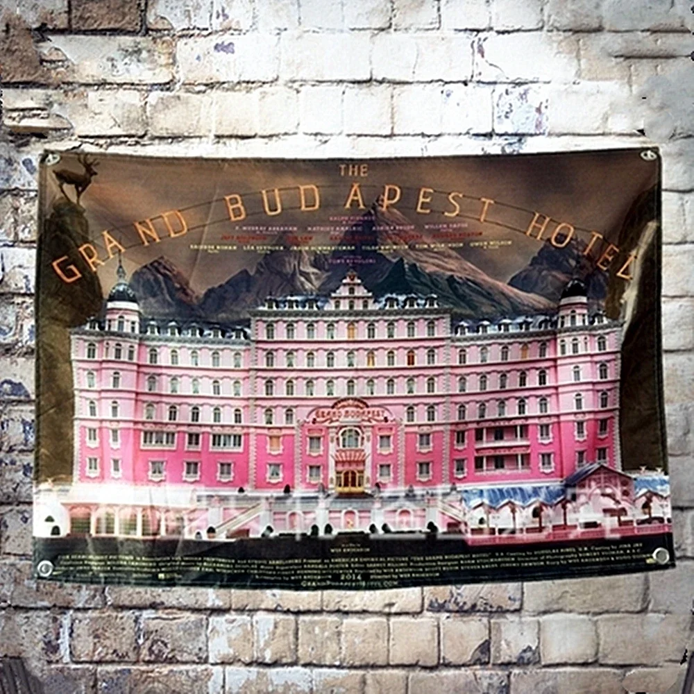 The Grand Budapest Hotel Classic Movie Poster Flag Banner Tapestry For Living Room Decor Bedspread Wall Hanging Tapestry Fabrics