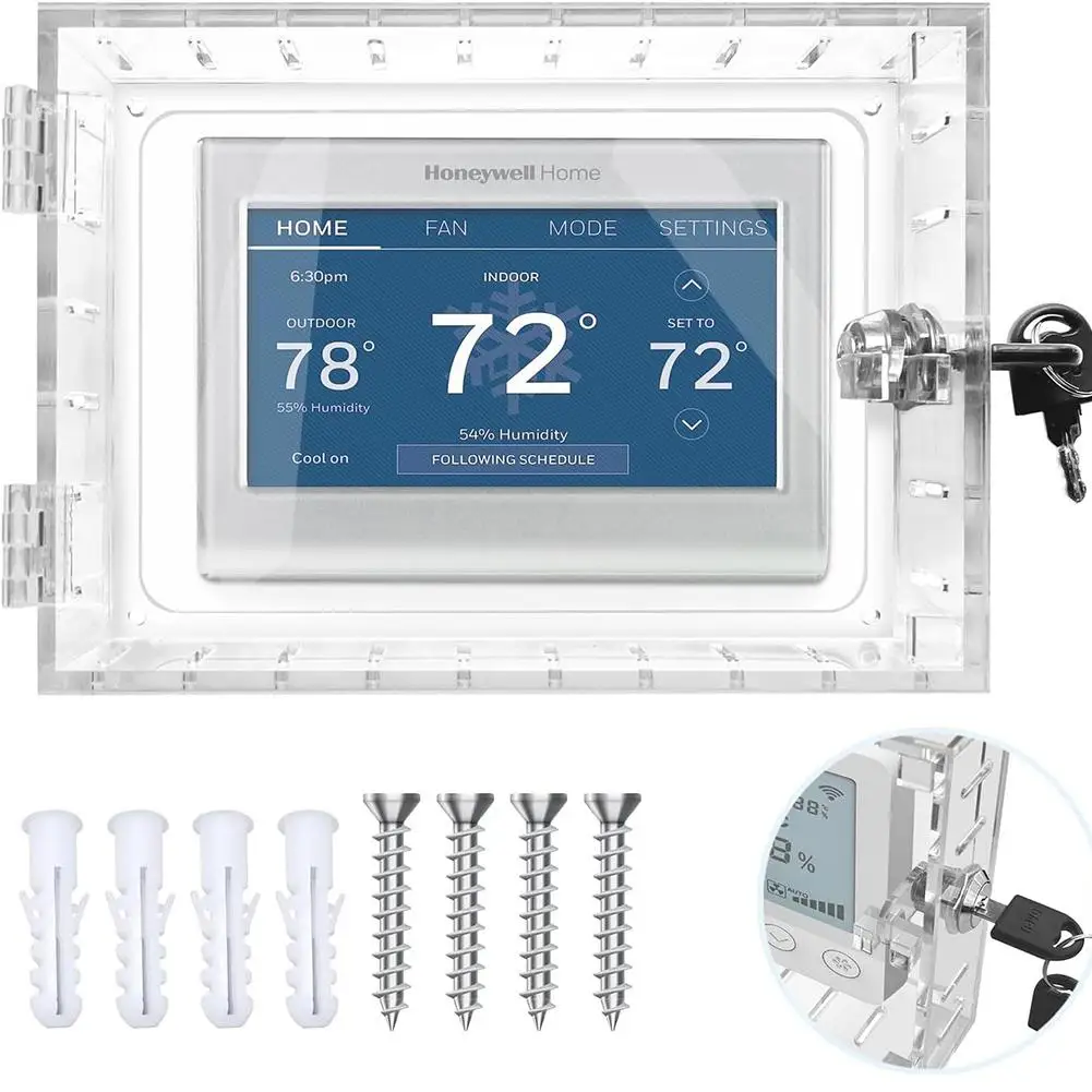 Universal Thermostat Lock Box mit Schlüssel Acryl transparent große Thermostat Schutz Abdeckung für Thermostat an der Wand