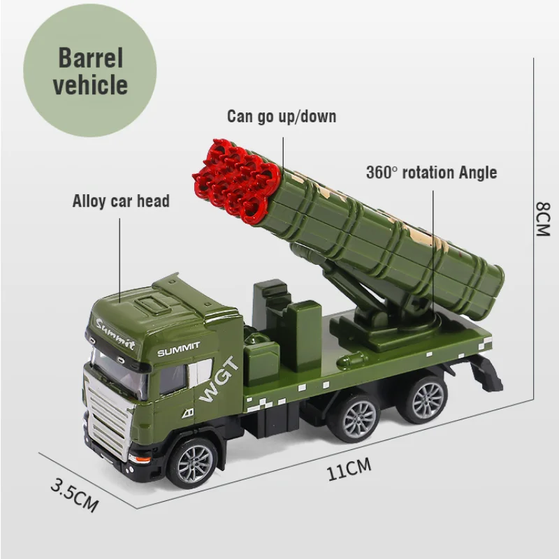 1:64 Legierung Zurückziehen Transport Rakete Lkw Modell Fahrzeug Kinder Spielzeug Kann 360-Grad-Drehung Simulation Engineering Auto Junge Geschenk