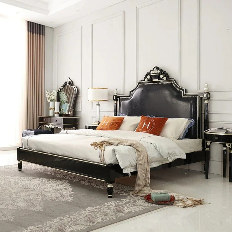 

American luxury solid wood bed double bed 1.8m European carved retro master bedroom princess 1.5