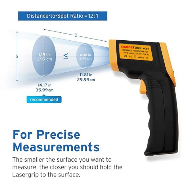 Infrared thermometer with backlight, Digital IR Thermometer Gun for cooking, BBQ, and pizza ovens