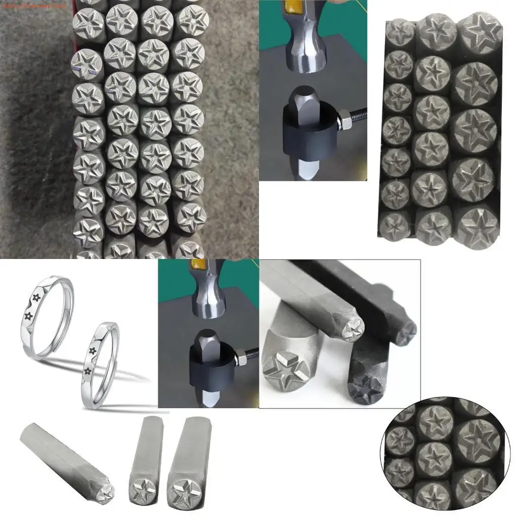 

F92D Set of 3 Star Shaped Metal Stamping Tools for Leather Crafting Stamps