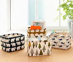 2pcs Oxford Cute Printing Foldable Storage Baskets Bins Clothes Desktop Mini Boxes Organizers Makeup Book Baby Toy CD