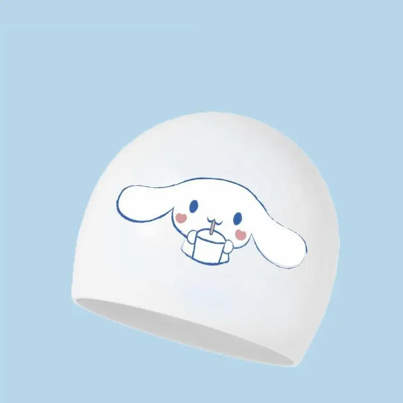 سانريو كورومي قبعة السباحة الصيف الكبار السباحة مقاوم للماء مرونة عالية هلام السيليكا غطاء رأس الكرتون أنيمي Kawaii نمط جديد قبعة