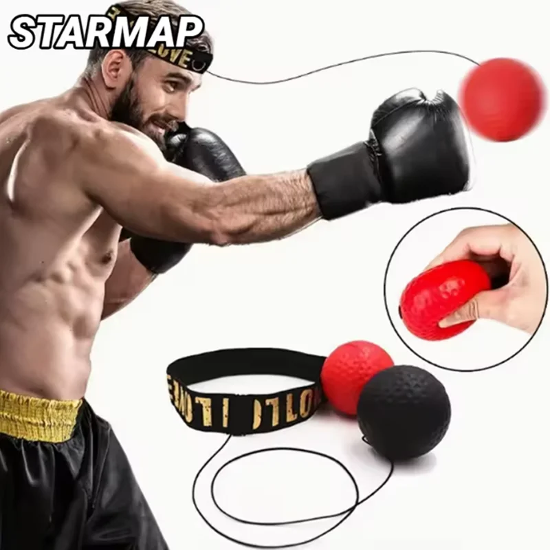 Rubber Boxing Speed Reflex Punch Ball Set, Reaction Agility Training Accessory, Lightweight Fitness Gear with Matching Sweatband