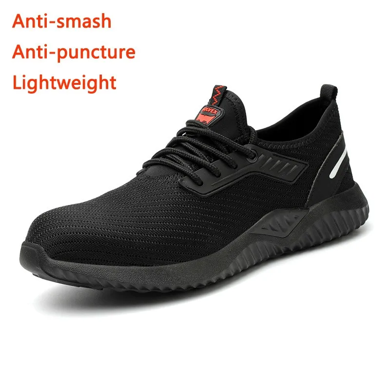 

New Black Safety Shoes Non-slip Waterproof Anti-smashing Steel Toe Puncture Zapatos De Seguridad Fashion Sneakers For Aldult