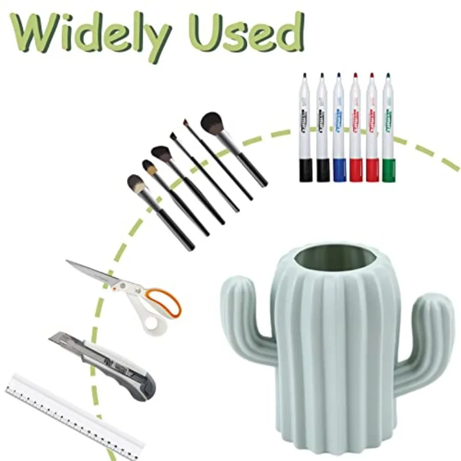 2 قطعة حامل أقلام الصبار مع 4 قطع مجموعة أقلام جل الصبار - منظم تخزين مستحضرات التجميل والقرطاسية متعدد الوظائف لصنع المكتب