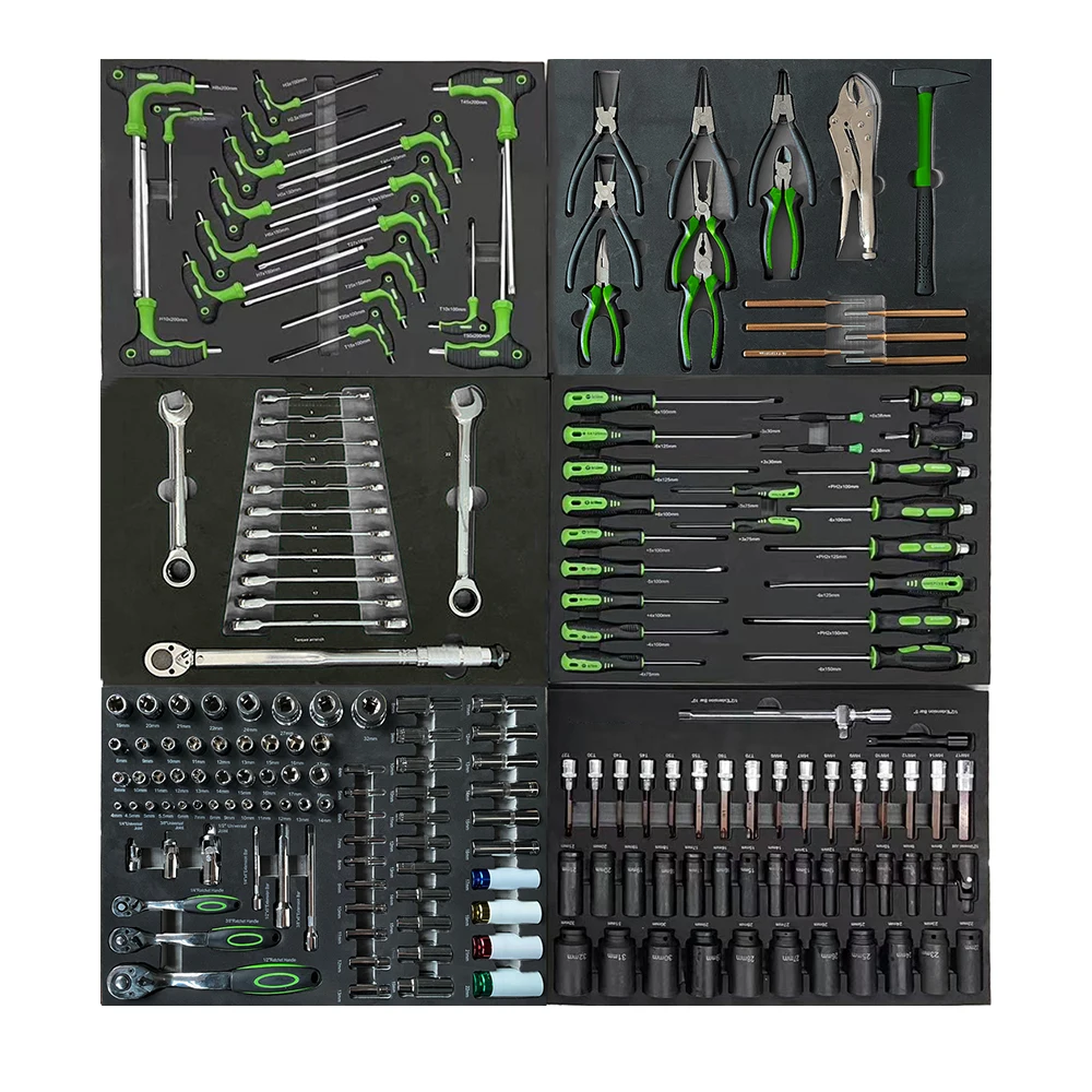 202 Pcs Professional Durable Tool Sets Auto Repair EVA Tray Tool Combination Kit