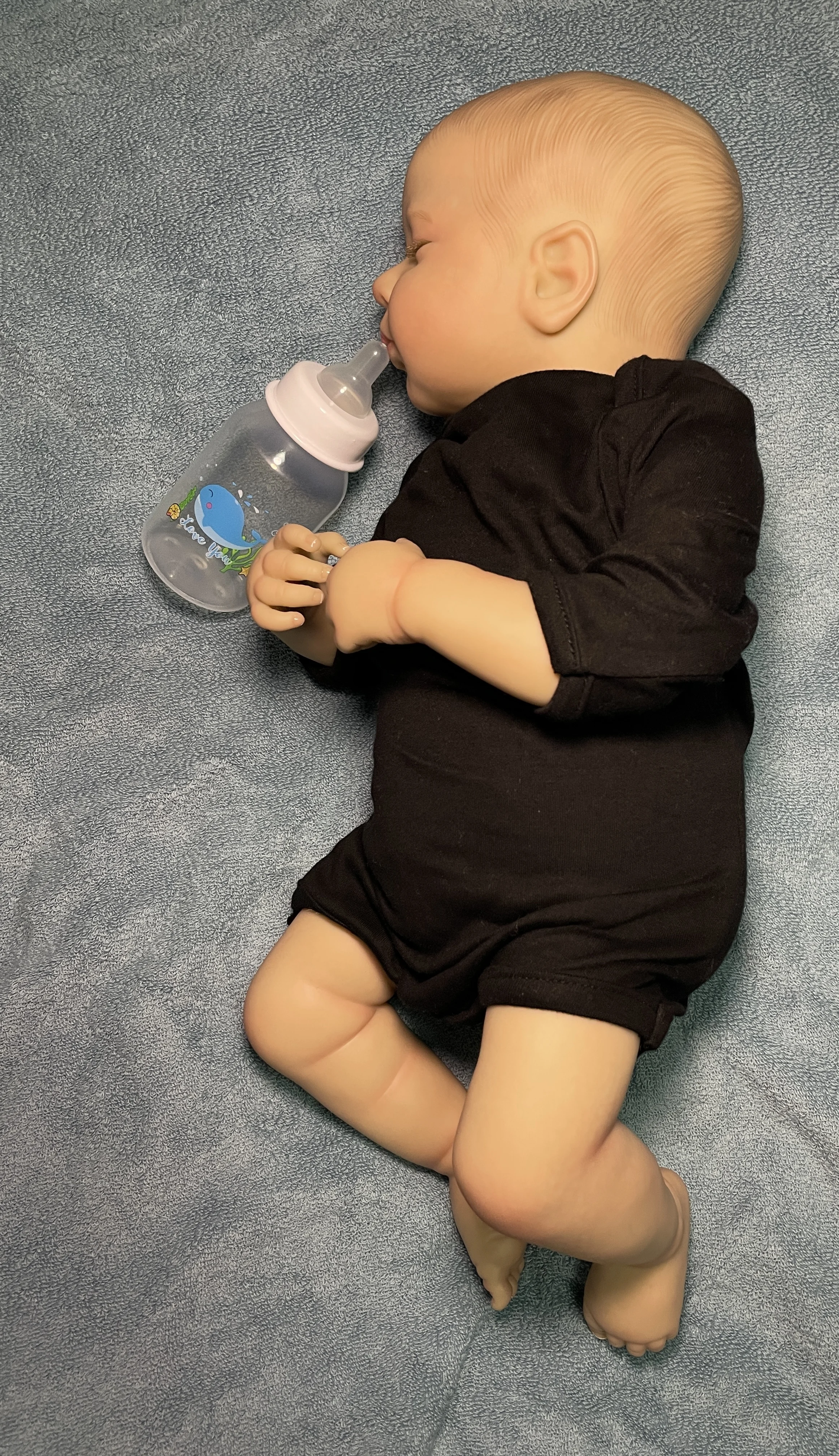 49CM 리본돌 루루 잠자는 신생아 크기 남자아이 실물 같은 3D 피부, 눈에 띄는 정맥, 고품질 수제 인형 장난감