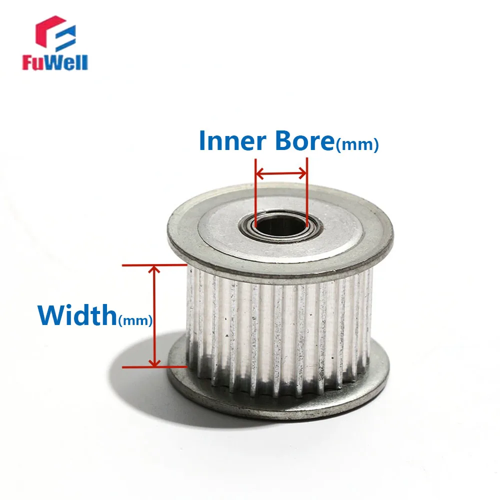 FuWell 3M Idler Timing Pulley 24T 25T 26T Teeth Slot Width 7/11/16/21mm 3M Bearing Guide Idler Synchronous Pulley for HTD3M Belt