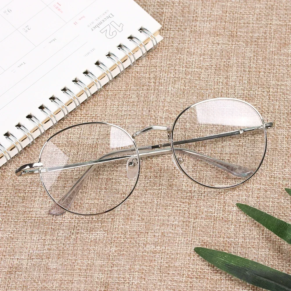 New Vintage Fashion Unisex Metal Round Glasses Oversized Glasses Frame Optical Eyeglass Frame Spectacles Vision Care Eyeglasses