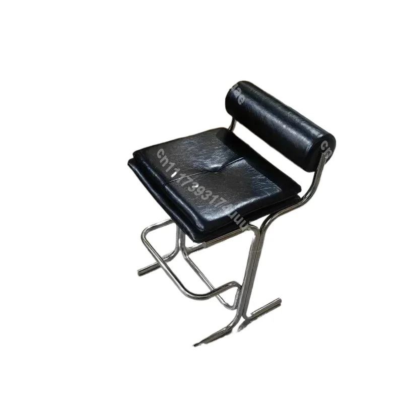 Bauhaus Inspired Bar Stool Minimalist Stainless Steel Counter Chair Industrial Kitchen Island Reception Seat