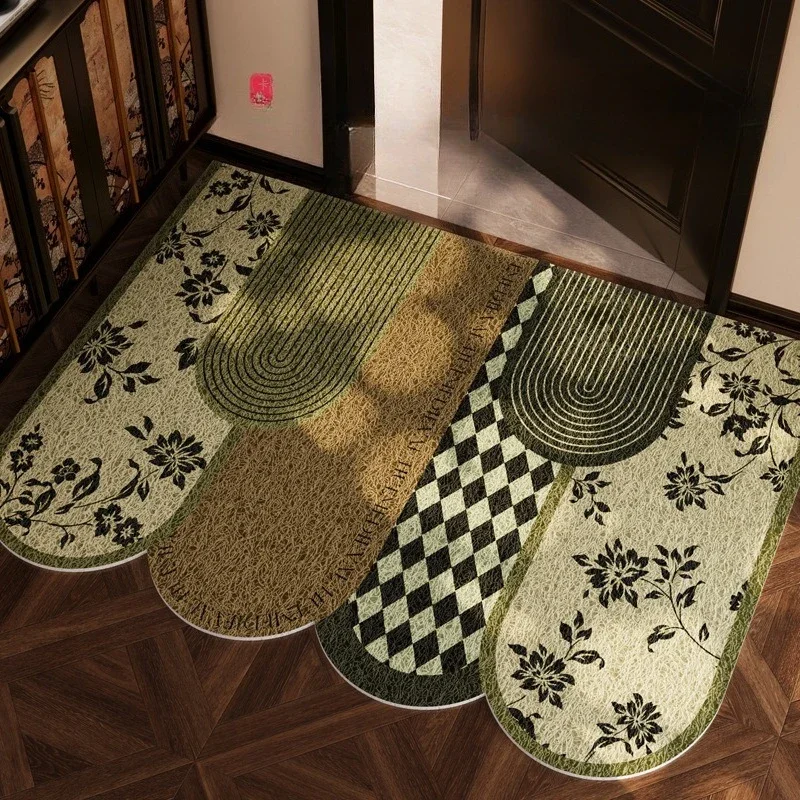2026 New Chinese Vintage Entry Mat Anti Slip Dust Resistant Cuttable Rug Indoor Front Door Hall Home Entrance Floor Decor Pad