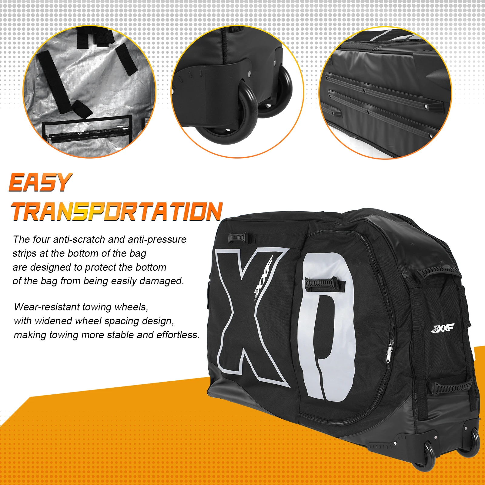 

Oversized Capacity Bikes Box With Wheels for Air Flights Bike Transport Equipment Waterproof Wheel Protection Tubes & Zippers