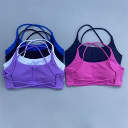 Cross Straps Sports Bra Women Gym High Support Fitness Bralette Yoga Workout Crop Top Vest Push Up Running Tight Soft Underwear