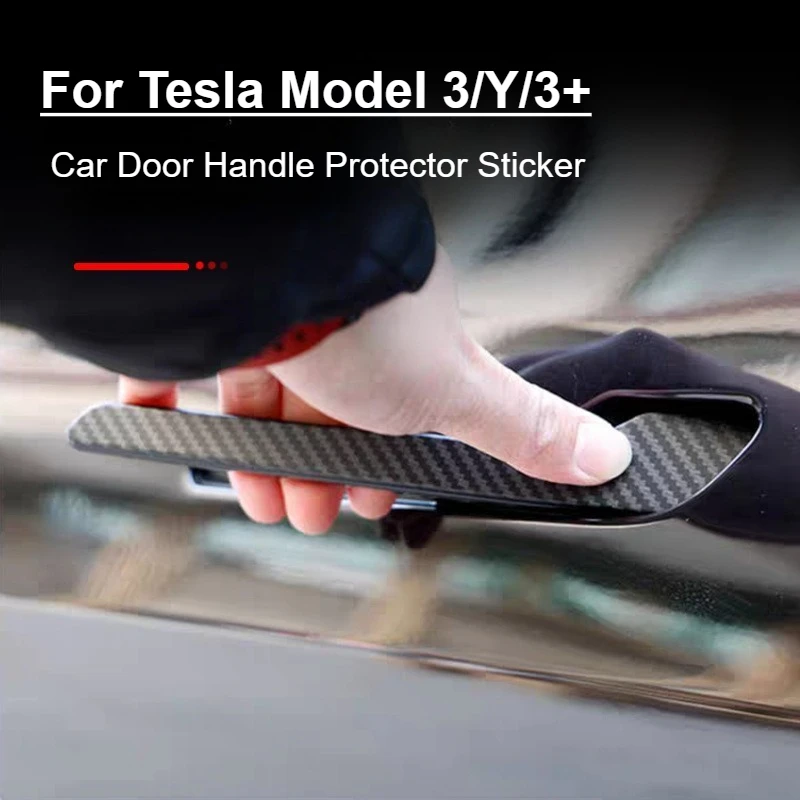 ABS Carbon Fiber Color Door Handle Trim Protector Cover Stickers For Tesla Model 3 Model Y YL Juniper  Car Decor Accessories