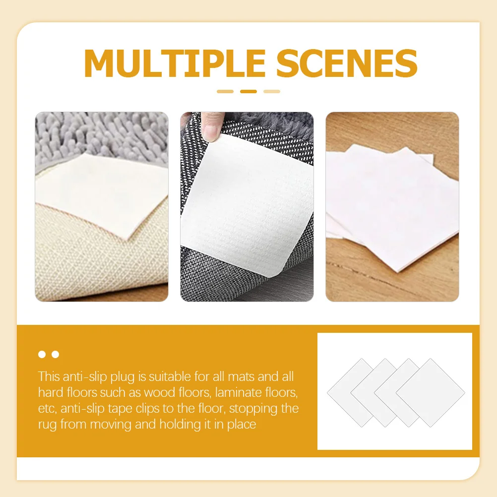

12Pcs Non-Slip Rug Corner Grippers for Indoor Outdoor Use Prevent Curling Sliding Washable Reusable Rug Corner Grippers