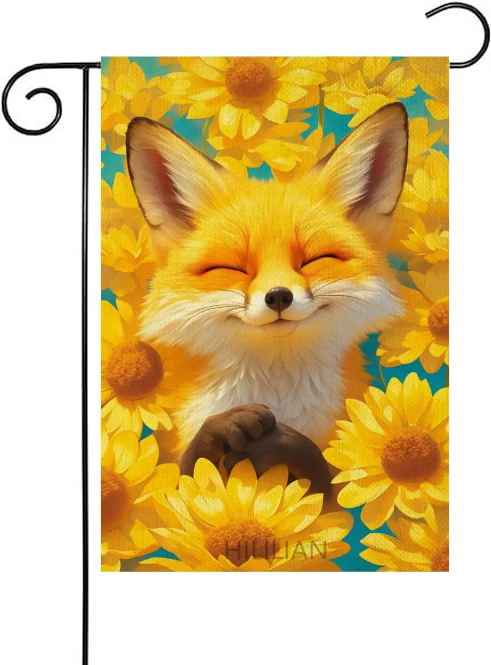 Fox with Sunflowers Flowers Garden Flag, Welcome Summer Garden Flags for Outside, Small Seasonal Outdoor Decor for Summer Farmho