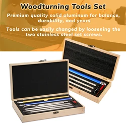 6 in1/4 in1 Wood Turning Tools Set Woodworking Chisel Carbide Changing Plates Cutter Stainless Steel Bar Aluminium Handle Wood