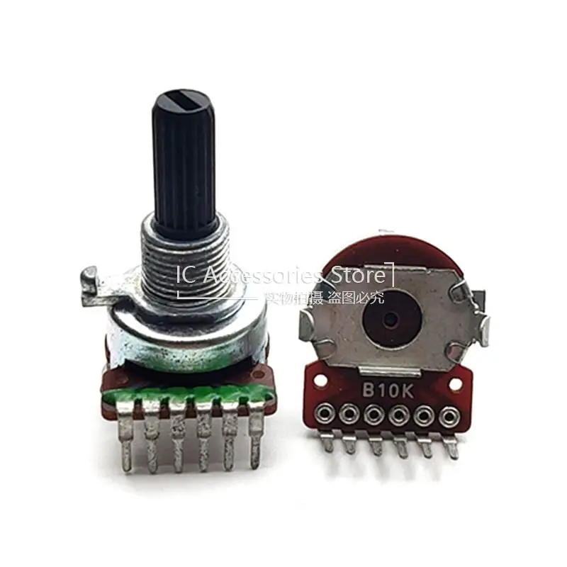 

5PCS 161 Type B10K B50K Double Audio Speaker Power Amplifier Volume Potentiometer B103 B503 Single Row 6Pin Flower Shaft 20MM