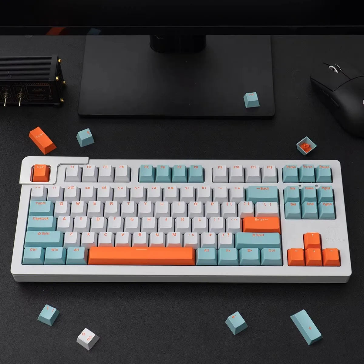 

PBT 113 key ABS Keycap Dye Sublimation OEM Profile Two-color Salmon Keycap For Cherry Gateron Kailh switch Mechanical Keyboard