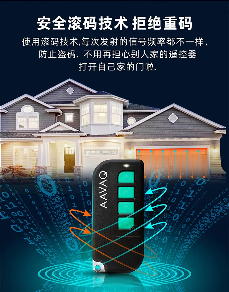 AAVAQ remote control FR433mhz rolling code garage door transmitter flap door motor original remote control