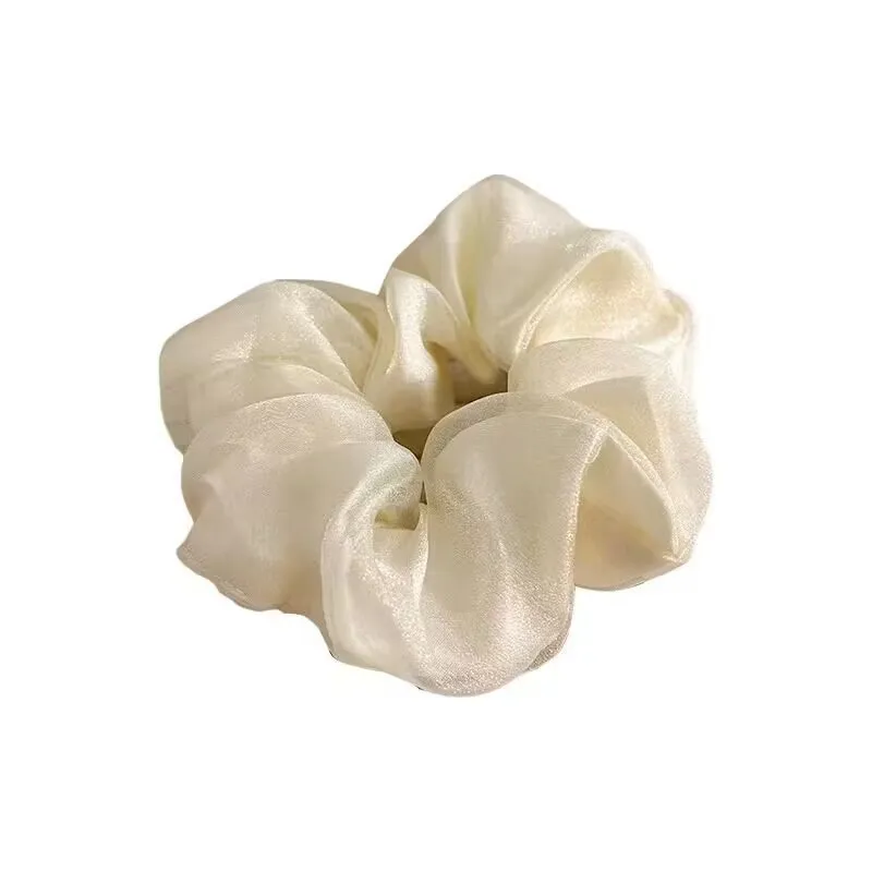 Corda elegante de cabelo organza para mulheres, design simples plissado, scrunchie coreano, acessório menina, novo, 1pc