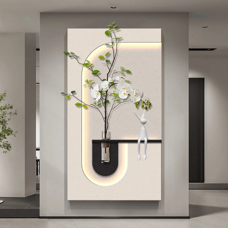 xx-Modern Entrance Door Foyer LED Decorative Painting Living Room Bedroom Corridor Hydroponic Plants Sandstone Mural Lights