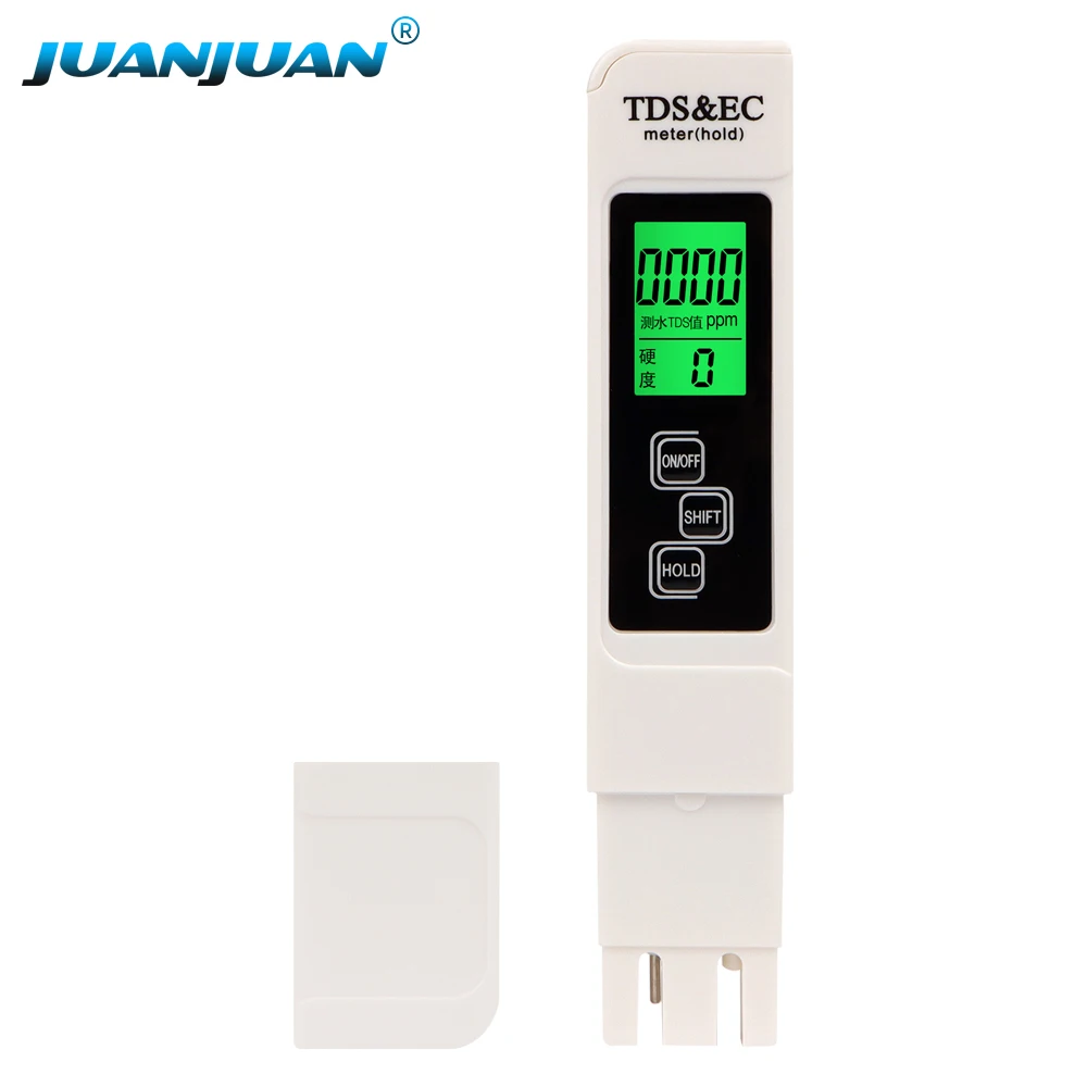 4 In 1 Water Quality Test Pen 0-9999 EC Meter TDS Conductivity Temperature Hardness Tester Digital Water Monitor for Pool Water