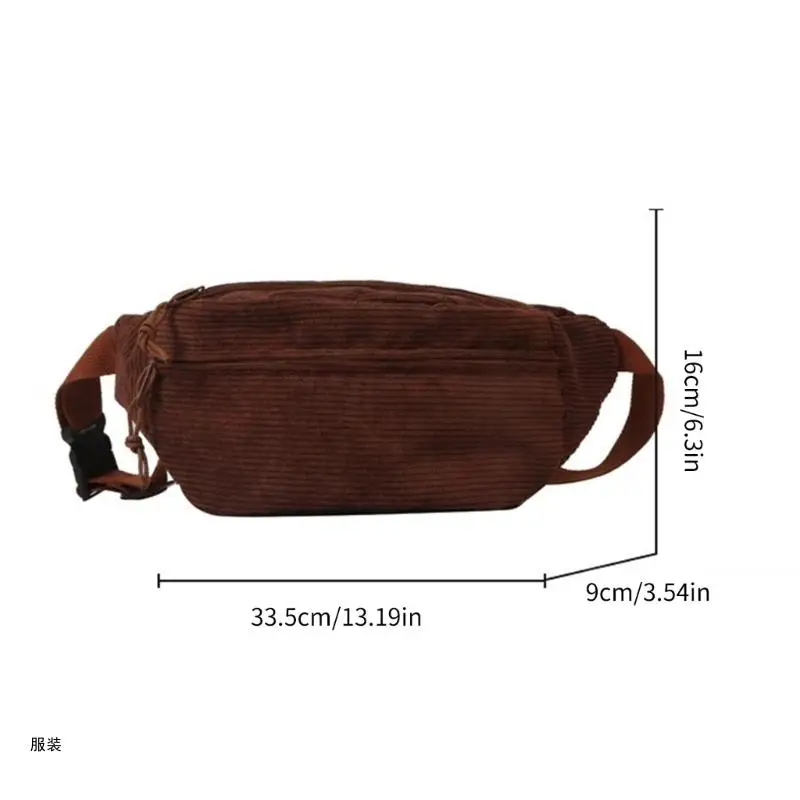 D0UD Crossbody Waist Pack Chest Bag for Teen Adult Corduroy Fanny Pack Large Capacity