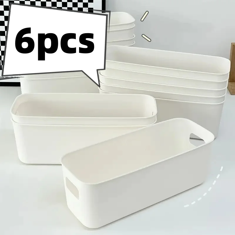 

6PCS Multifunctional Desktop Storage Box Japanese Style Wall Mounted Flip Cosmetic Sundries Plastic Organization Drawer Bathroom