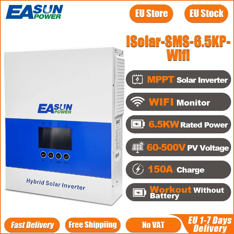 EASUN 6.2/4/2KW Hybride Solar Inverter PV Ingang 500Vdc Power MPPT 120A Lader 220VAC 48VDC Zuivere Sinusgolf Inverter Met WiFi
