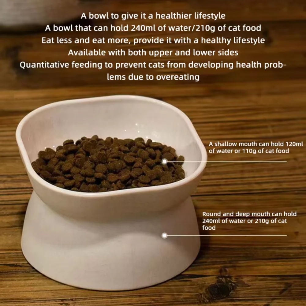 Elevated Cat Dog Food Bowl Anti Vomiting Whisker Stress Free Dual Purpose Pet Feeding Bowl Plastic Raised Stand